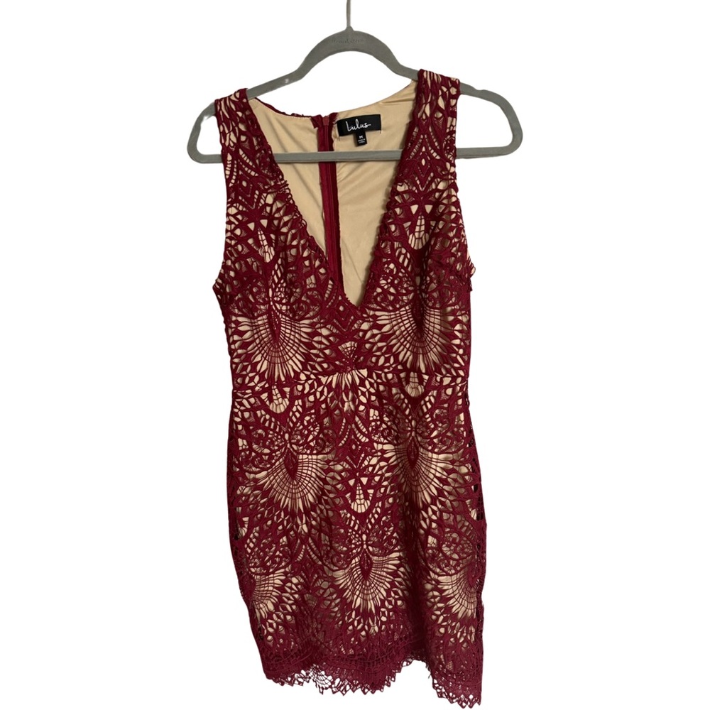 Truly Beloved Burgundy Lace Bodycon Dress-m